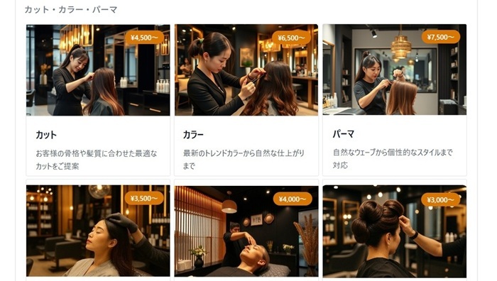 美容室・サロンのメニュー表